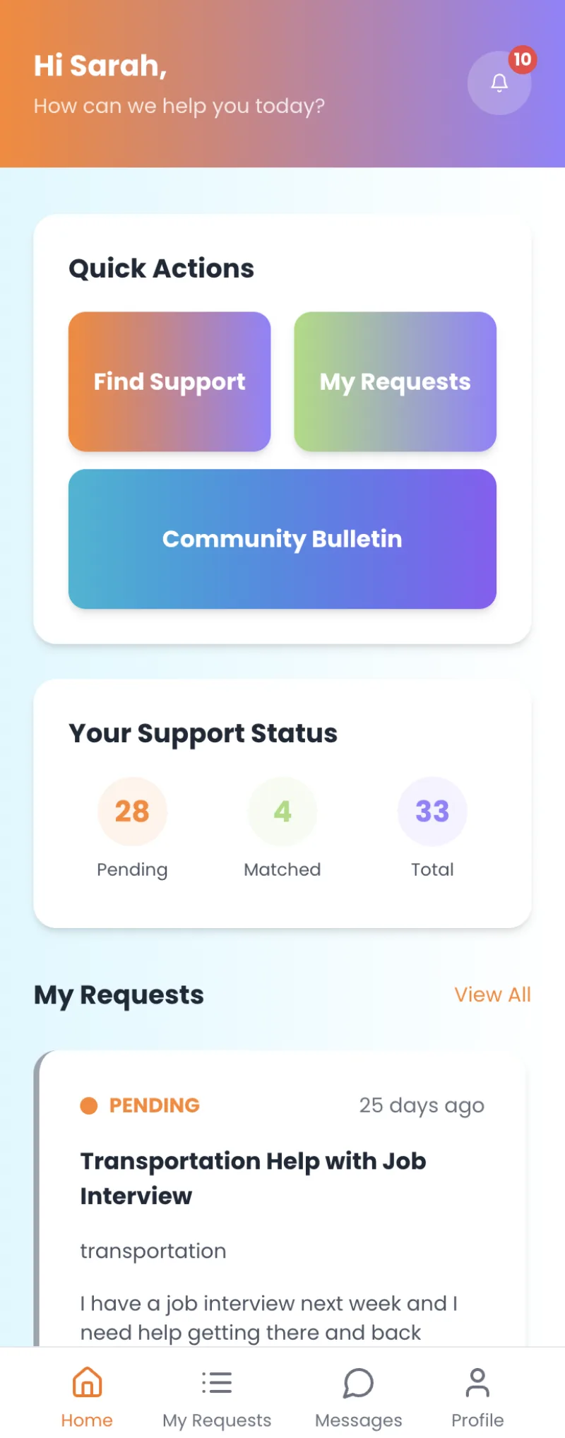 Amalynk mobile app home screen